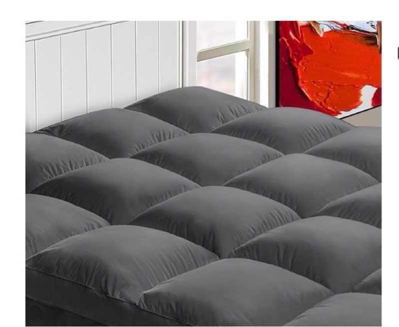 Mattress Topper Full for Back Pain, Extra Thick Mattress Pad Cover, Plush Pillow Top, Deep Elastic Pocket, Grey