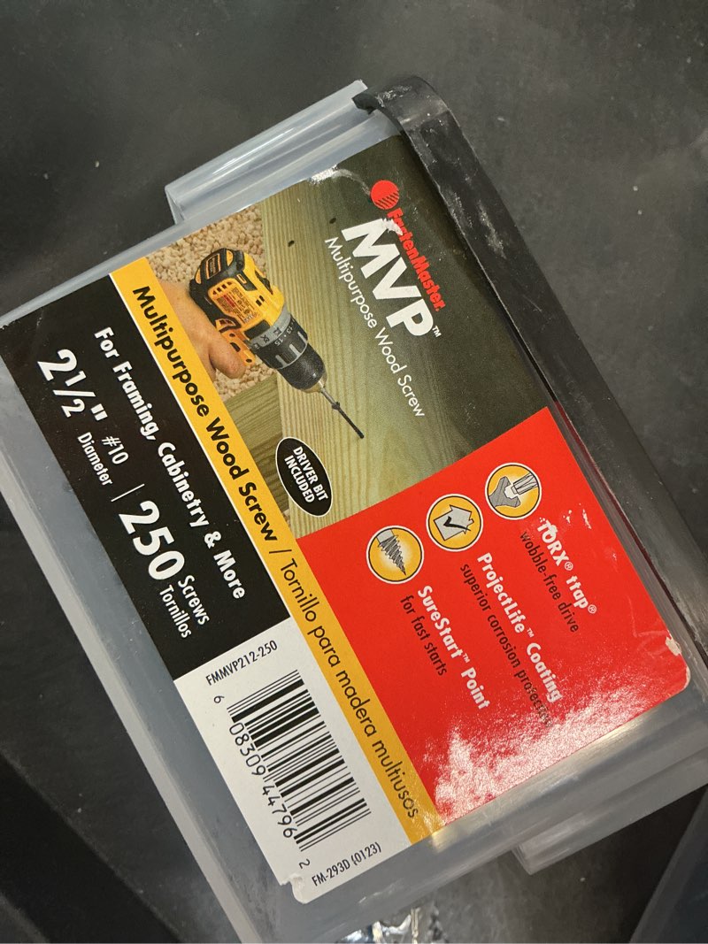 Condition photo showing Good Condition for fastenmaster #10 x 2-1/2 in. torx ttap drive suresink flat head mvp multi-purpose wood screw (250-pack)