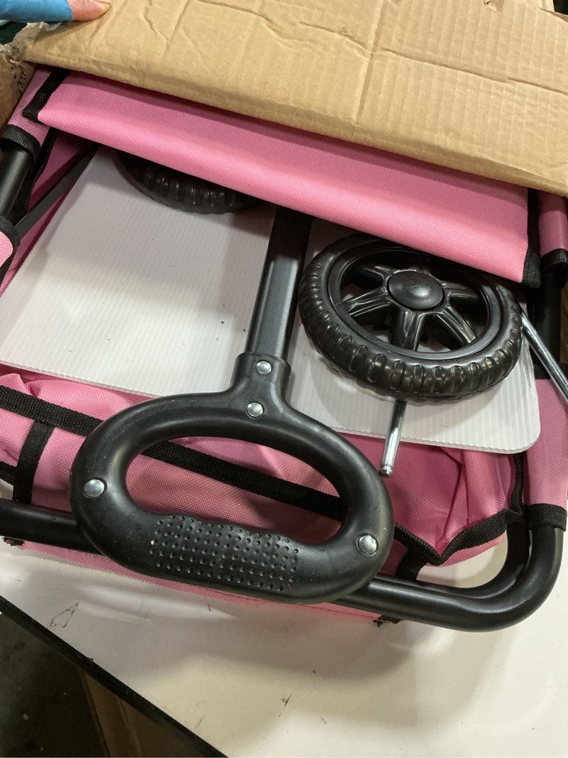 Condition photo showing As Is for 4 wheels folding pet stroller shopping cart for small cats dogs up to 28.6lbs, dog cart for travelling shopping walking playing