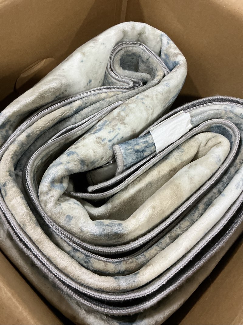 Condition photo showing Good Condition for 8x10 Area Rugs for Living Room, Washable Modern Abstract Large Area Rug Neutral Soft Non Slip Kids Rug Stain Resistant Indoor Carpet for Bedroom Nursery Dining Room Playroom Home Office(Blue, 8'x10') Blue 8' x 10' (Rectangular)