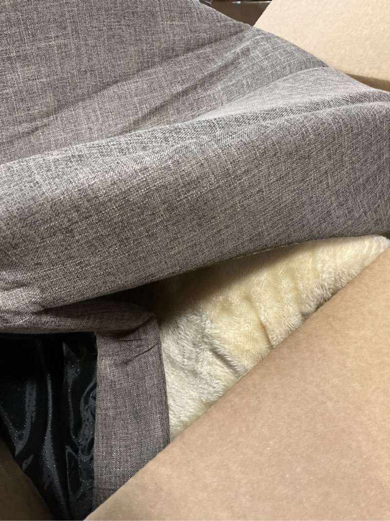 Condition photo showing Good Condition for best pet supplies dog house bed crate mat tent indoor round soft plush for small, medium, and large breeds - brown linen, 19 x 19 x h:19" brown linen 19" x 19" x 19"