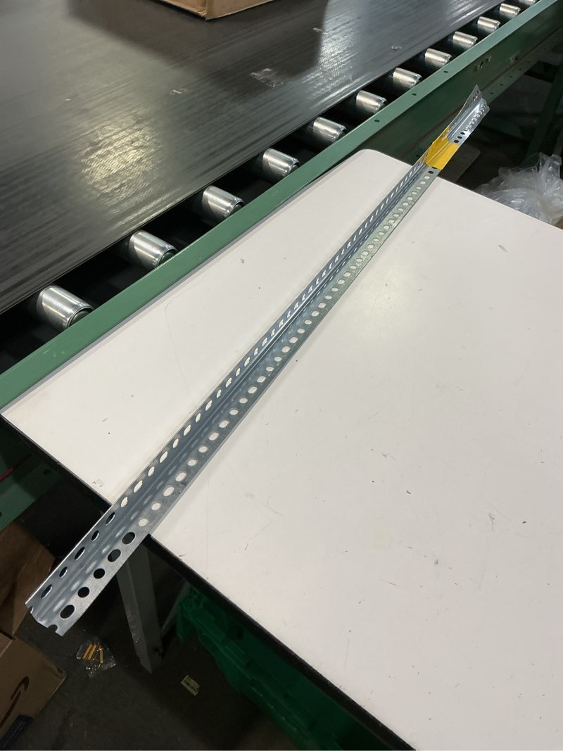 Condition photo showing As Is for steelworks 0.048 in. x 1-1/4 in. w x 48 in. l zinc plated steel slotted angle