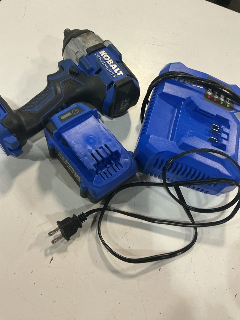 Condition photo showing As Is for kobalt 24v max 1/2" drive brushless cordless compact impact wrench kcw 5024b-03kobalt