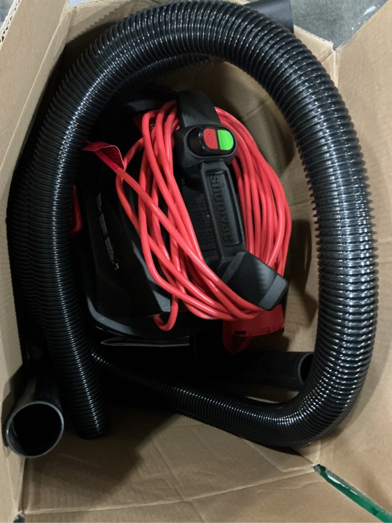 Condition photo showing As Is for shop-vac 4-gallon 6 hp corded wet/dry shop vacuum with accessories included