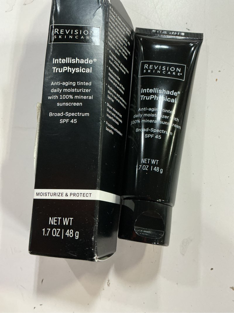 Condition photo showing New/Like New for revision skincare intellishade® truphysical spf 45, 100% mineral sunscreen for face, anti-aging moisturizer with spf and vitamin c, tinted sunscreen for sensitive skin, 1.7 oz