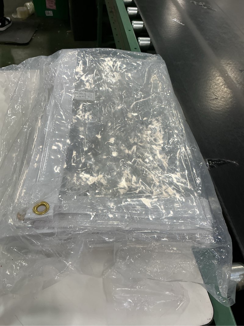 Condition photo showing Good Condition for 7 x 12FT Outdoor Clear Tarp Curtain Waterproof Wind-Proof 24 Mil Transparent Vinyl Tarp for Patio Pergola Garden Canopy Rainproof Anti-Tear PVC Thick Cover with Grommets