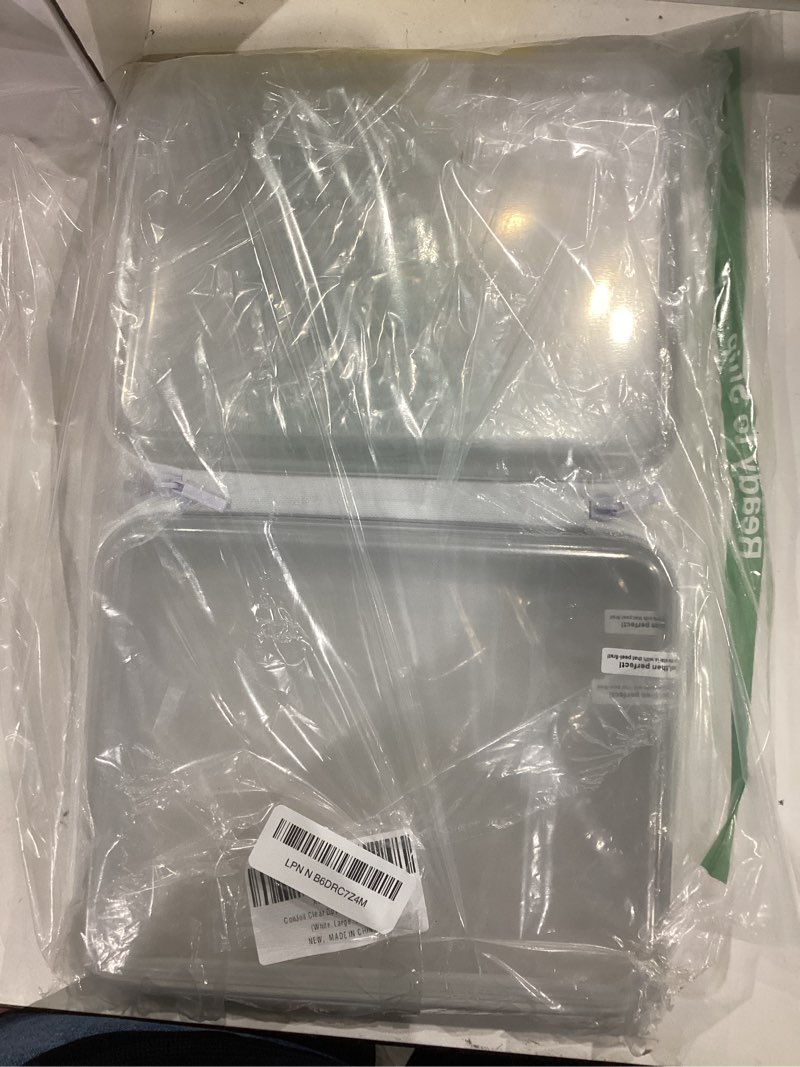 Condition photo showing Good Condition for 3pcs large clear hard shell zippered case, diaper bag organizing pouches, waterproof cosmetic bag, kid's toy storage organizer bins, pencil case. white 3pcs-large