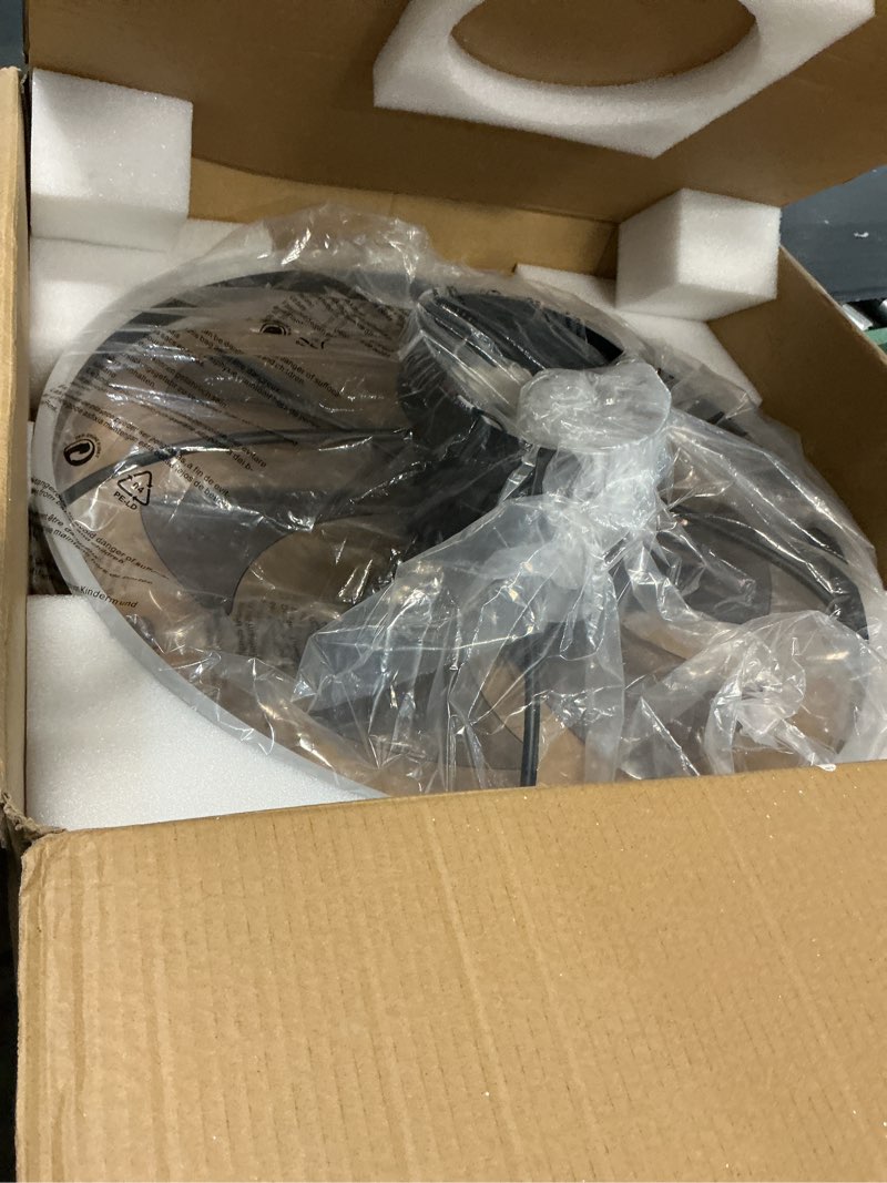 Condition photo showing Good Condition for volisun low profile ceiling fans with lights and remote, 27.6in flush mount ceiling fans with light, 3000k-6500k dimmable fandelier led fan light, black bladeless ceiling fans with lights for bedroom black 27.6 inch
