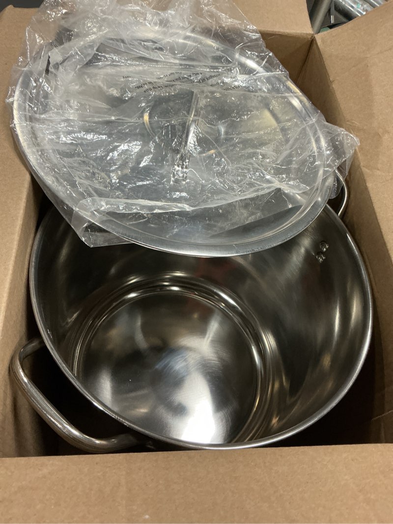 Condition photo showing Good Condition for imusa 16qt stainless steel stock pot with lid, large cooking pot for soups, boiling seafood, pasta, stews, and family meals 16 quarts
