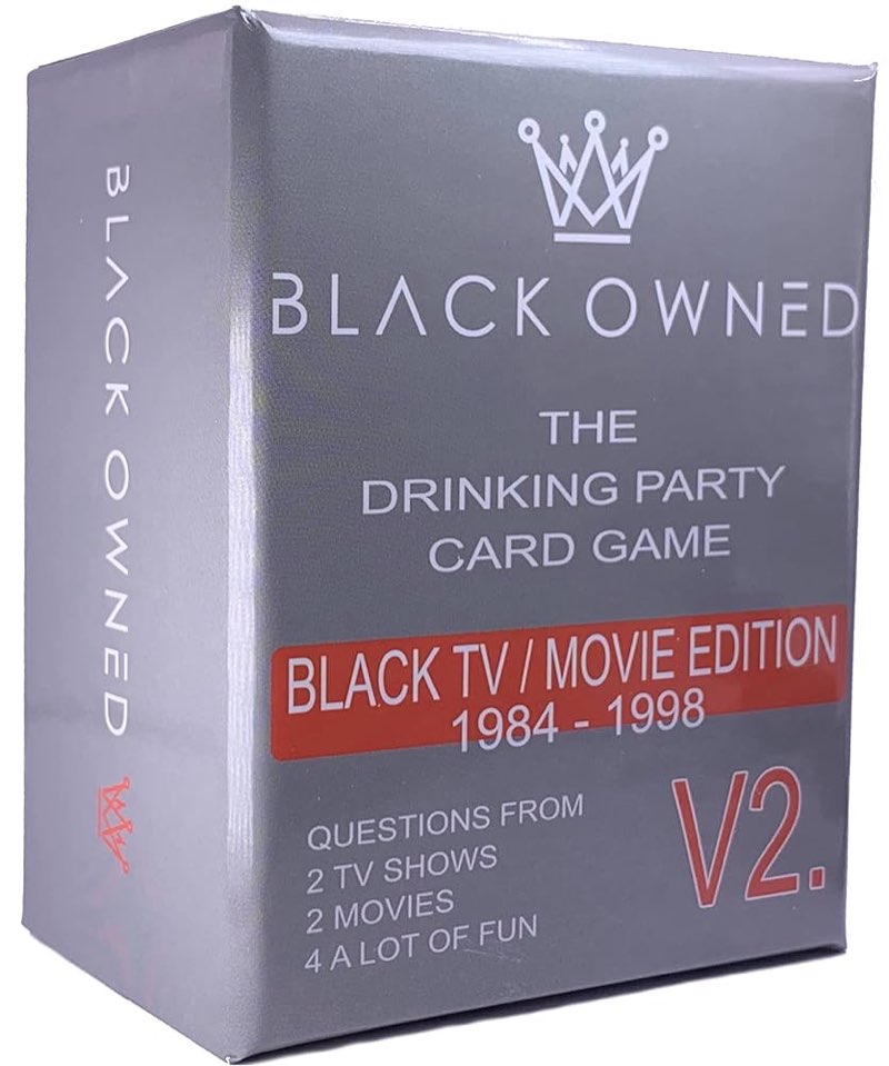 Black Owned - Adult Party Drinking Black People Trivia Card Game - African American Adults 80s & 90s Movie TV Trivia Games - Urban Party Night - All Parties Get These Drink Drunk Cards (V2