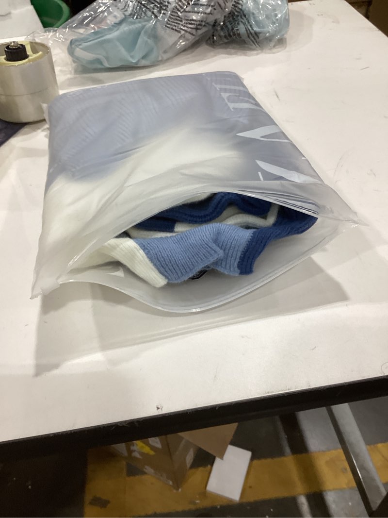 Condition photo showing As Is for zaful womens mock neck cropped sweaters color block lantern sleeve pullover tops 2025 fall clothes winter outfits 48-blue x-large