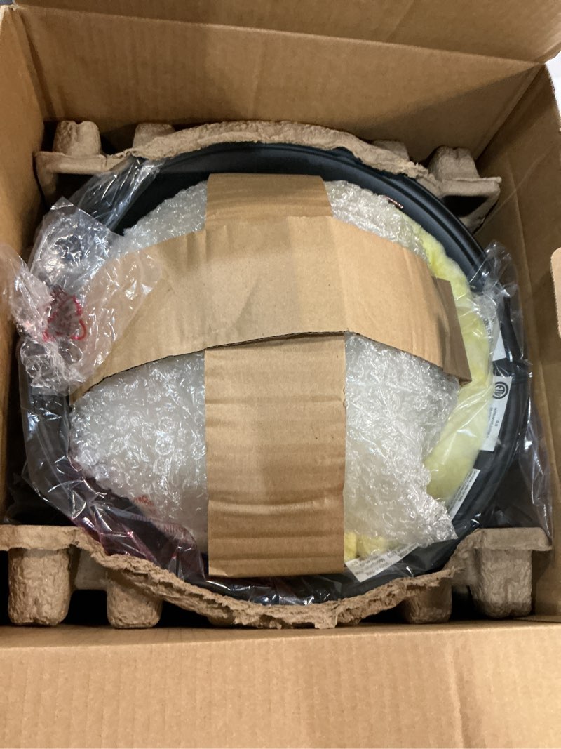 Condition photo showing As Is for (defective its a broken only 1 pack)project source 13-in matte black indoor 2 -light flush mount light with frosted glass 2 -pack