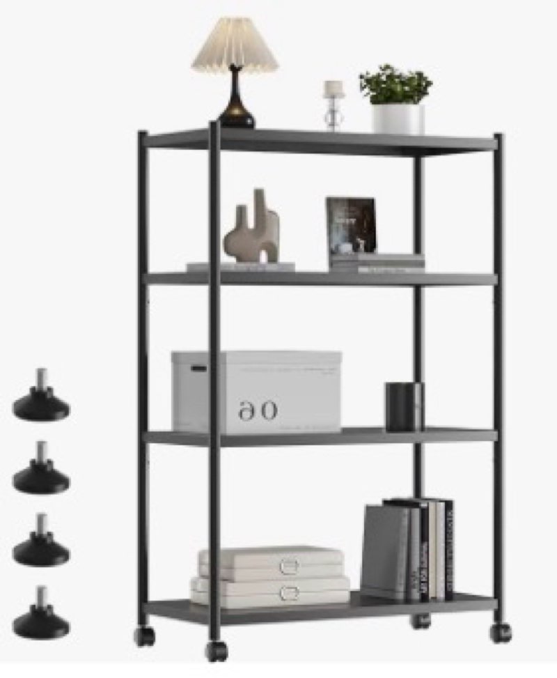 ZZL 5 Tier Large Bookshelf 31.49" Width,Tall Book Shelf Storage and Organization w/Wheels,Industrial