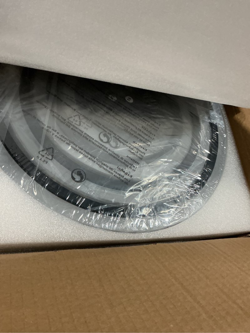 Condition photo showing Good Condition for modern ceiling light, 41.3'' dimmable led black flush mount ceiling lights with remote acrylic round ceiling lamp fixture for low ceiling bedroom living room dining room, 108w black, 8 rings