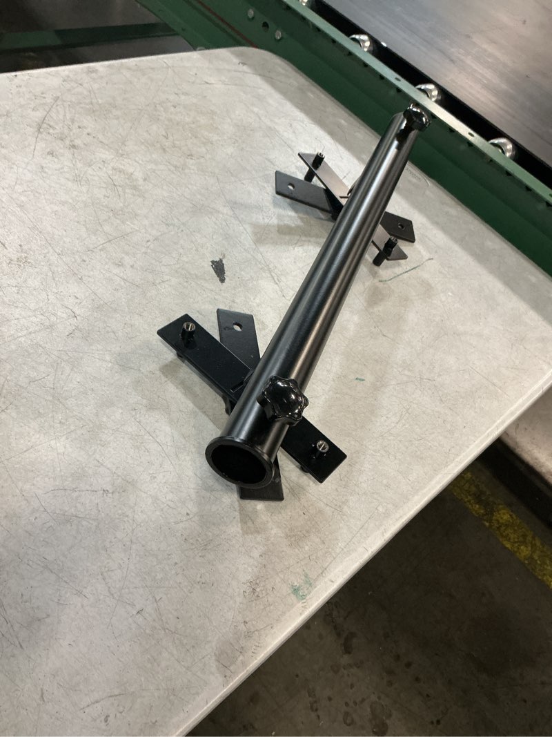 Condition photo showing As Is for patio umbrella holder, easy install and move outdoor umbrella railing mount (grille/post) for sail shade pole/flagpole/string light pole save space on deck