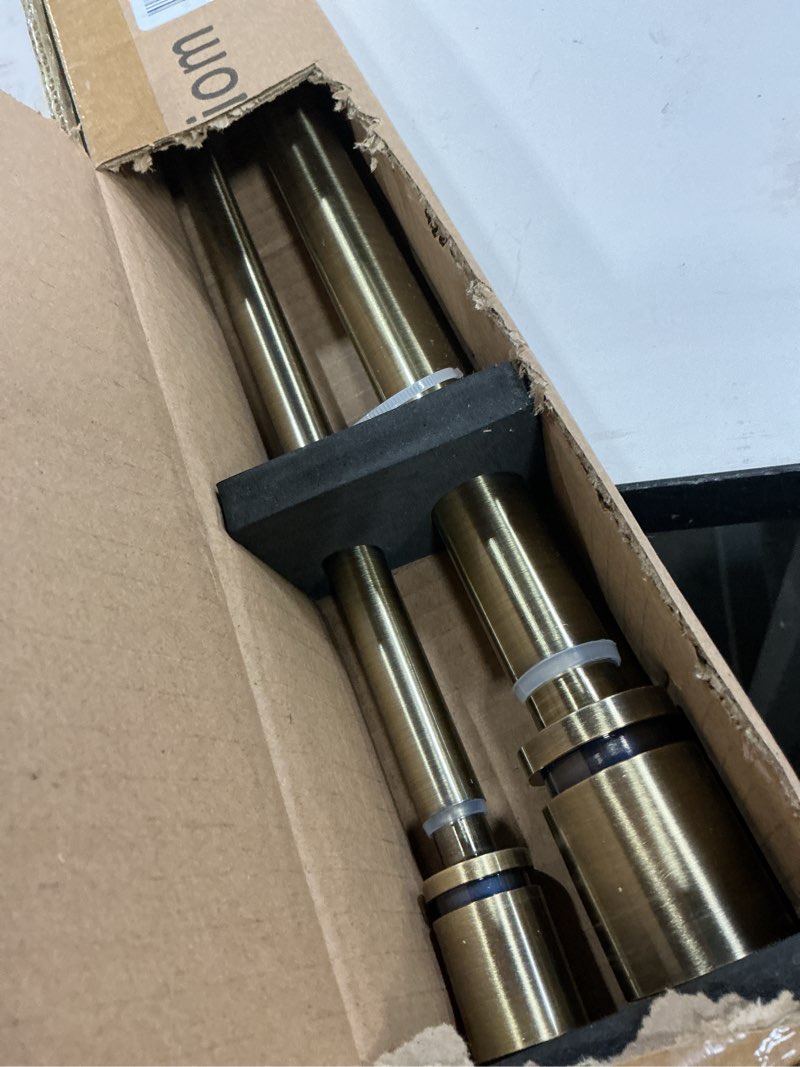 Condition photo showing New/Like New for Double Curtain Rod 36 to 72 Inch,1 Inch Heavy Duty Curtain Rods for Windows with Solid Aluminum Cylindrical Finials and Bracket,1’’ Front and 5/8’’ Back Telescoping Double Drapery Rod,Antique Bronze Antique Bronze 36-72"