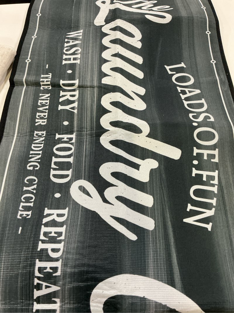 Condition photo showing Good Condition for laundry room rug runner 20"x48", non slip waterproof laundry mat | rubber, washable, durable, easy to clean, farmhouse kitchen mats for floor, mudroom,washroom, bathroom,washer, dryer