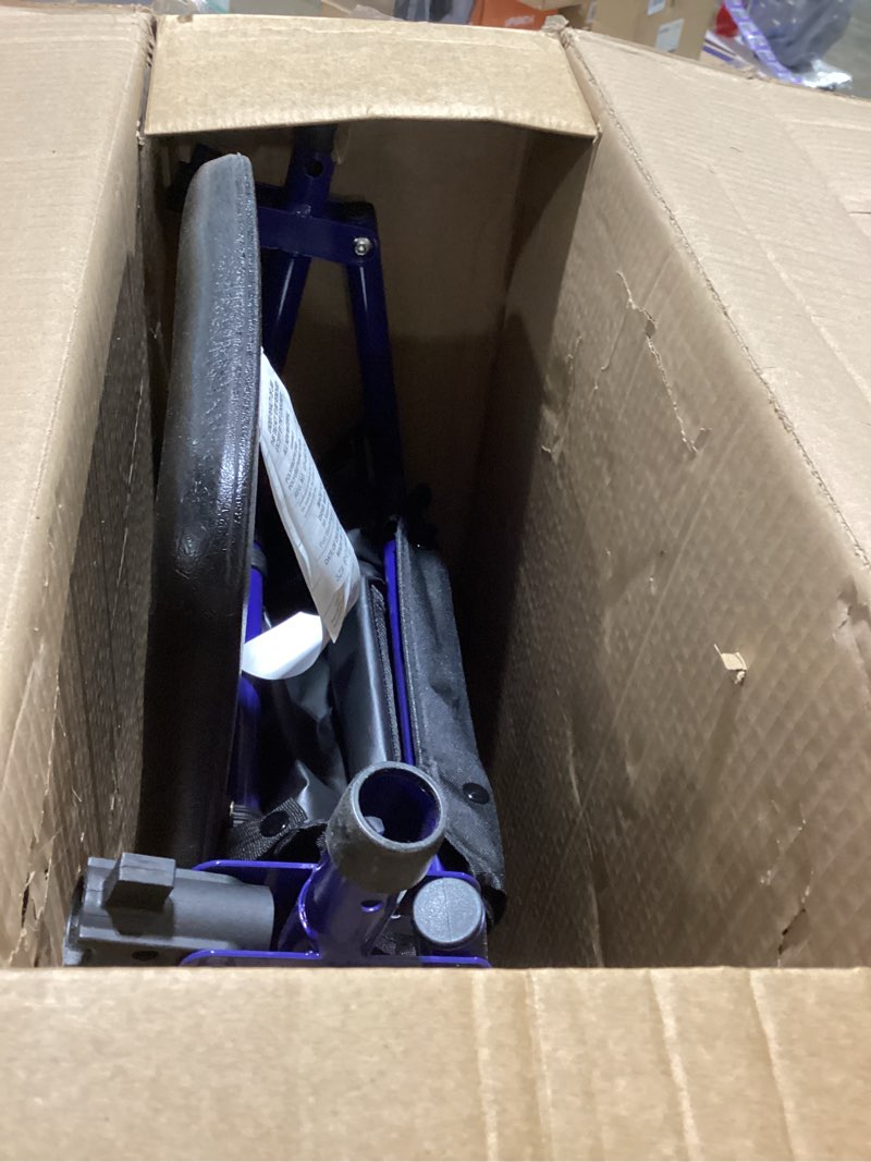 Condition photo showing Good Condition for drive medical rollator walker with seat - stable mobility support - height adjustable - durable steel frame construction - smooth 7.5" wheels - foldable - 350 lb limit - blue