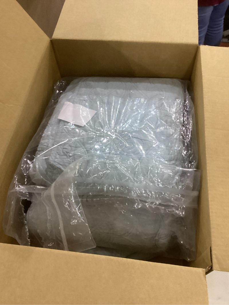 Condition photo showing New/Like New for Laura Ashley - King Quilt Set, Reversible Cotton Bedding with Matching Shams, Medium-Weight for Year Round Use, Pre-Washed for Added Softness (Felicity Blue) King Felicity Blue