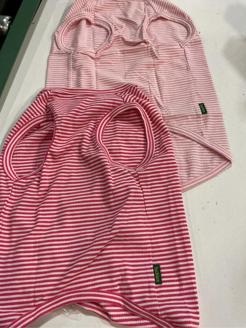 Condition photo showing Good Condition for (Size:L)Dog Shirt,Combed Cotton T-Shirts,Soft Cool Boy Girl Tee for Large Dogs Bulldog,Pink Rose Striped L Large Pink & Rose Striped