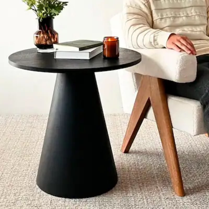 24 Inch Round Black Pedestal End Table (Incomplete, base only)