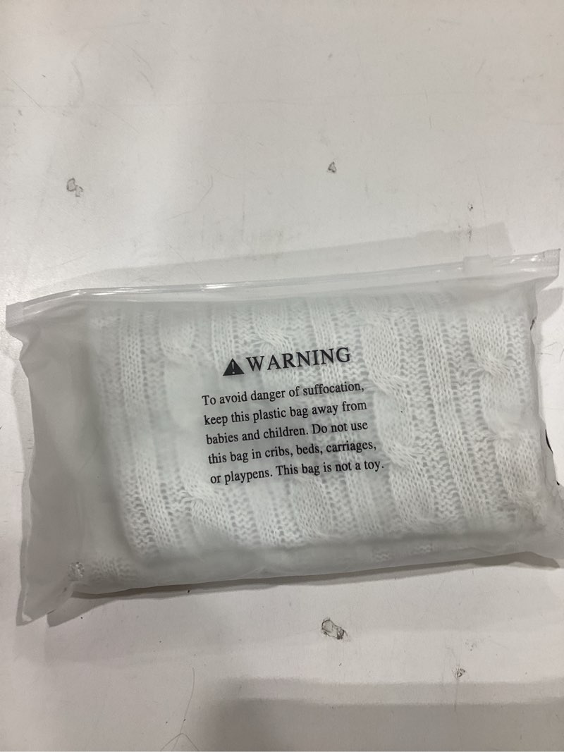 Condition photo showing As Is for Yehnois19.5-inch White Knit Monogram Christmas Stockings, Personalized Initial Christmas Stocking, Family Holiday Xmas Party Decor (Letter N) White White knit-N