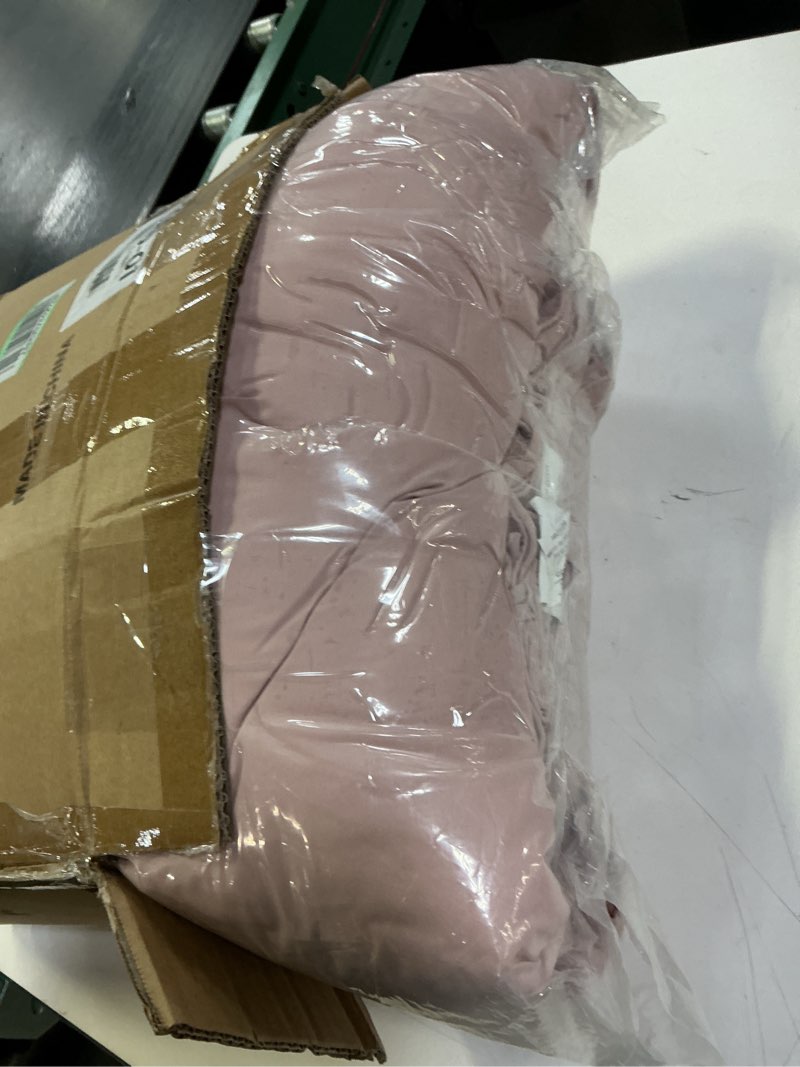 Condition photo showing As Is for EASELAND All Season King Size Soft Quilted Down Alternative Comforter Reversible Duvet Insert with Corner Tabs,Winter Summer Warm Fluffy,Pink,90''x102''