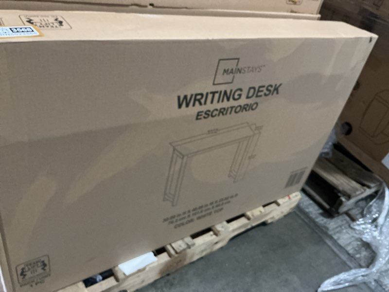 Condition photo showing New/Like New for mainstays 40 wood & metal writing desk white wood grain with black frame