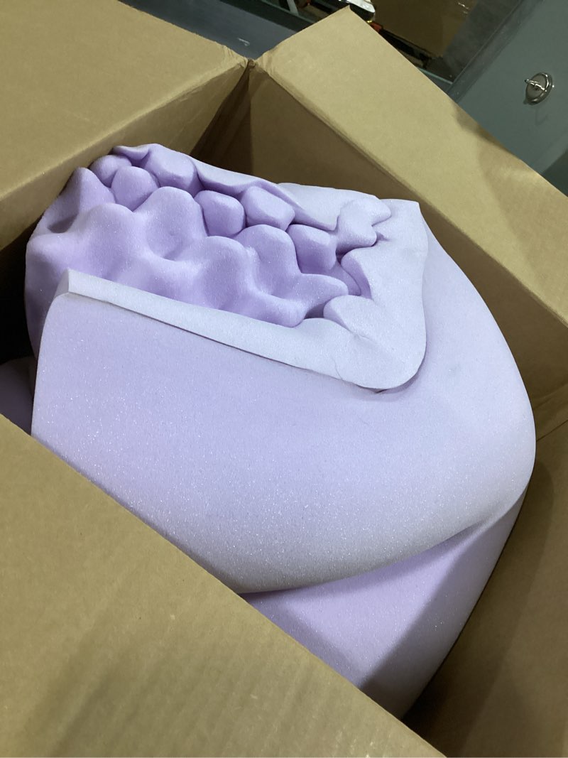 Condition photo showing Good Condition for 3 Inch Egg Crate Twin Memory Foam Mattress Topper, Cooling Gel Infused Foam Mattress Topper for Pressure Relief, CertiPUR-US Certified Twin Bed Topper, Purple, 38"×75" 3 Inch Twin Purple