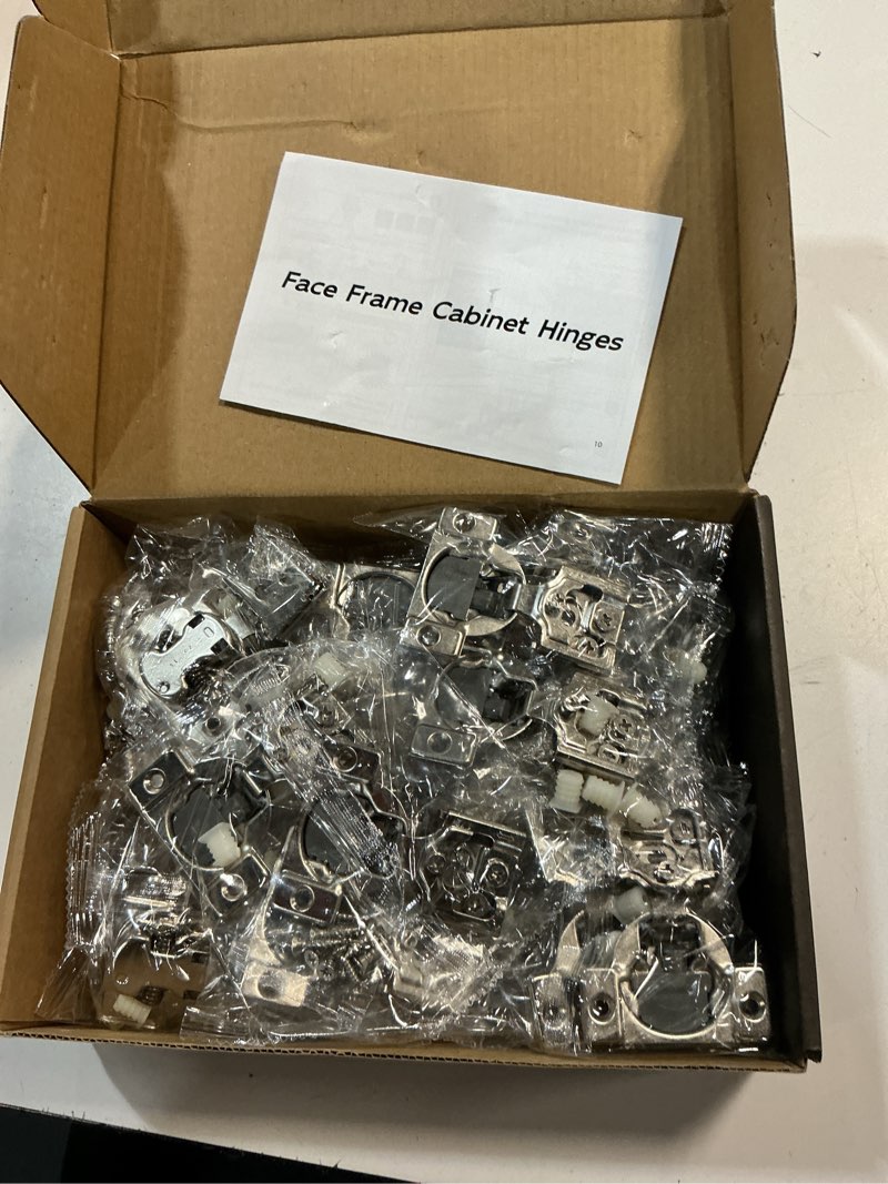 Condition photo showing New/Like New for chibery 30 pack 1/2" overlay 3d soft close concealed hinge for face frame door, smooth slow self closing hinges, satin nickel, hidden 105° open angle stainless steel hinge for kitchen cabinet door 1/2 inch overlay 30 pack