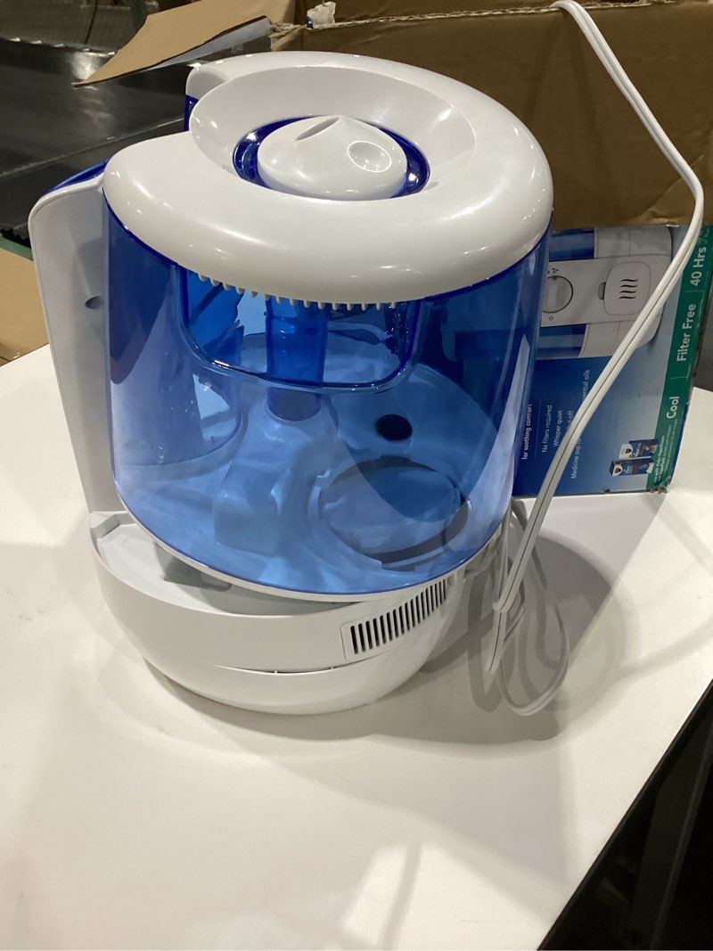 Condition photo showing As Is for Vicks CoolRelief Cool Mist Humidifier Small to Medium Room Vaporizer for Baby, Kids, Adults, 1.2 Gal, NOT TESTED