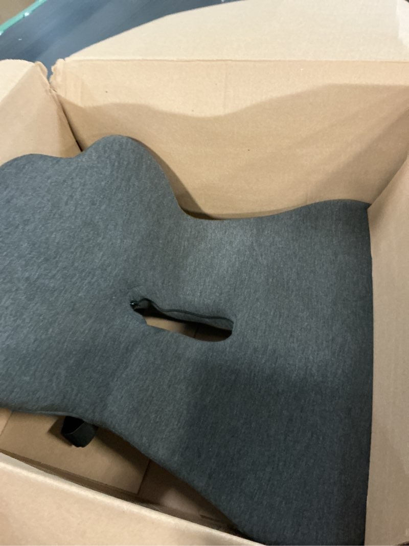Condition photo showing As Is for seat cushion, memory foam truck seat cushion, l-shaped ergonomic design chair cushion with lumbar support for back pressure relief, for long sitting office worker