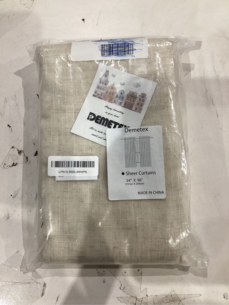 Condition photo showing Good Condition for Demetex Linen Semi Sheer Curtains 96 inches Long Rustic Farmhouse Semi Sheer Window Curtain Panels for Patio Large Window Bedroom, 54 x 96 inch, Beige, Set of 2 54"W x 96"L (Pack of 2) Linen