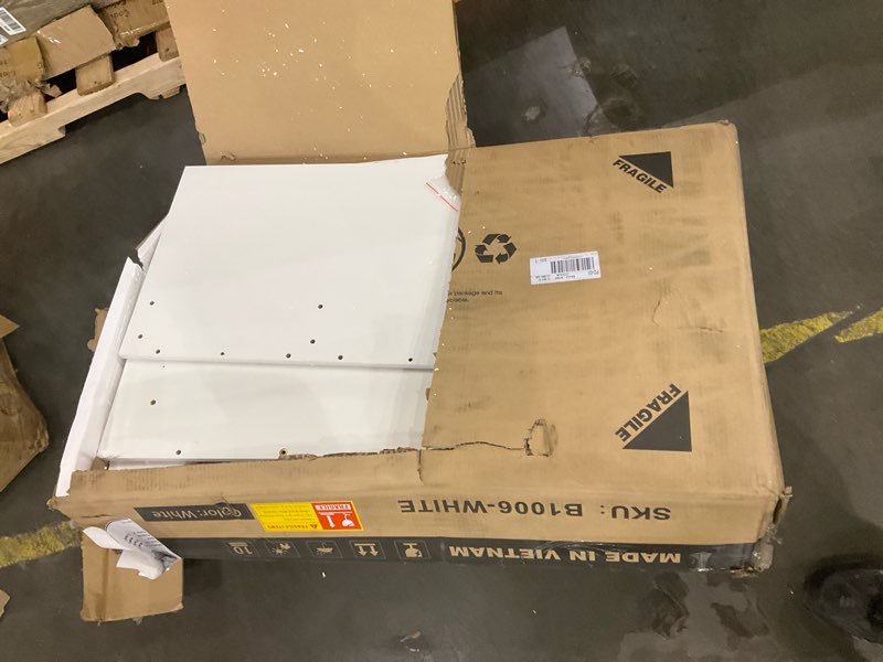 Condition photo showing As Is for COMHOMA Vanity Desk with Mirror and Lights, Makeup Vanity Table with 4 Drawers & Storage Shelves, Large HD Mirror, 3 Color Modes & Adjustable Brightness, Modern Dressing Table for Bedroom, Pearl White Pearl-white Large