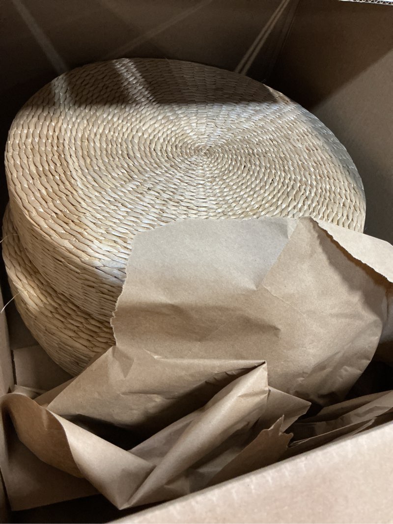 Condition photo showing Good Condition for woven straw tatami straw pad handmade round tatami yoga floor seat pillow yoga mat meditation pillow cushion for home garden dining room decoration
