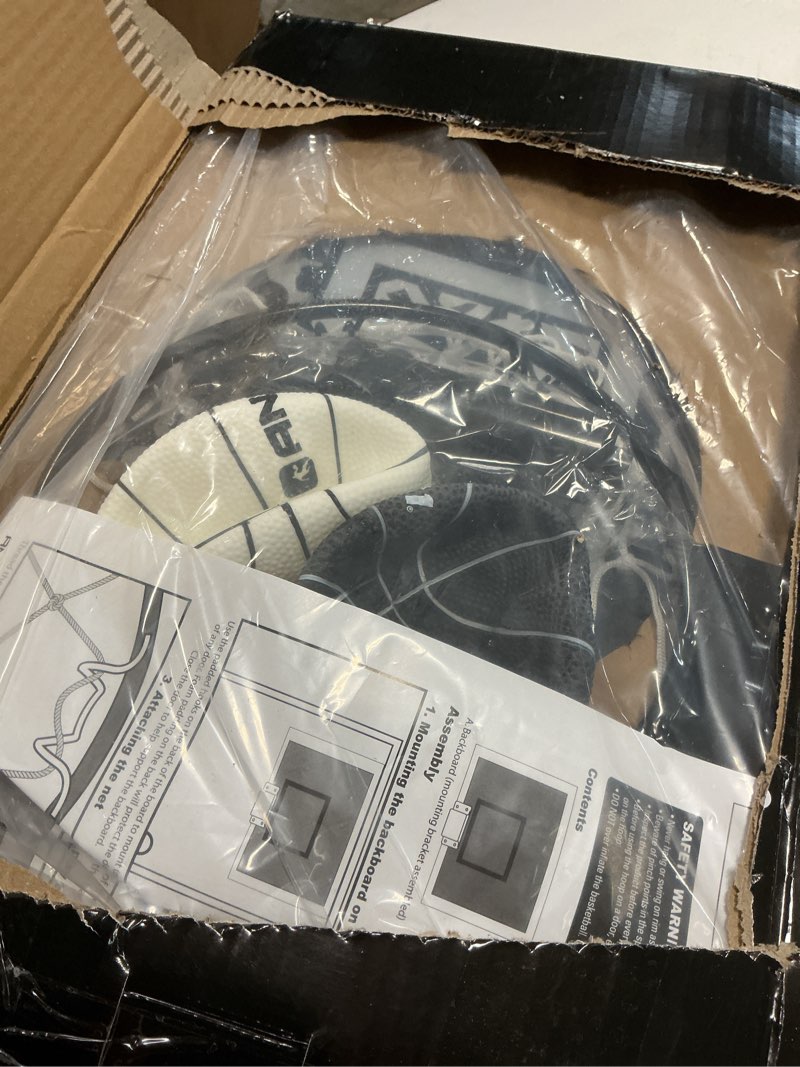 Condition photo showing Good Condition for AND1 Over the Door Mini Basketball Hoop: 18x12 Shatterproof Backboard, 2 Mini Basketballs, and Hand Pump Included- Ultimate Indoor Basketball Accessory for Kids and Adults, No Tools Required White Mini Hoop / Two Balls BASKETBALL