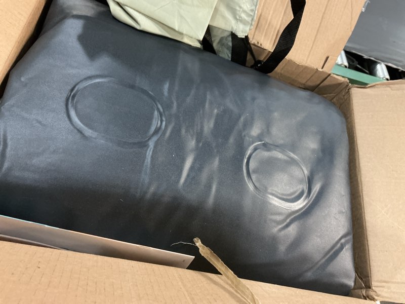 Condition photo showing As Is for idoo queen air mattress with built in pump, 18 raised comfort inflatable blow up mattress, upgraded support structure portable air bed for camping, guests and home, colchon inflable, gift for mom grey queen