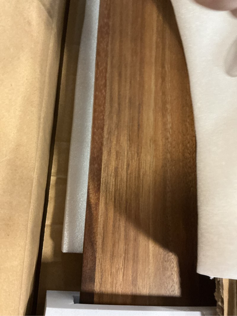 Condition photo showing Good Condition for coreminded solid wood dual monitor stand riser – 43" walnut desk shelf for 2 monitors with tray & wool felt, organizer for desktop, laptop and office (walnut)