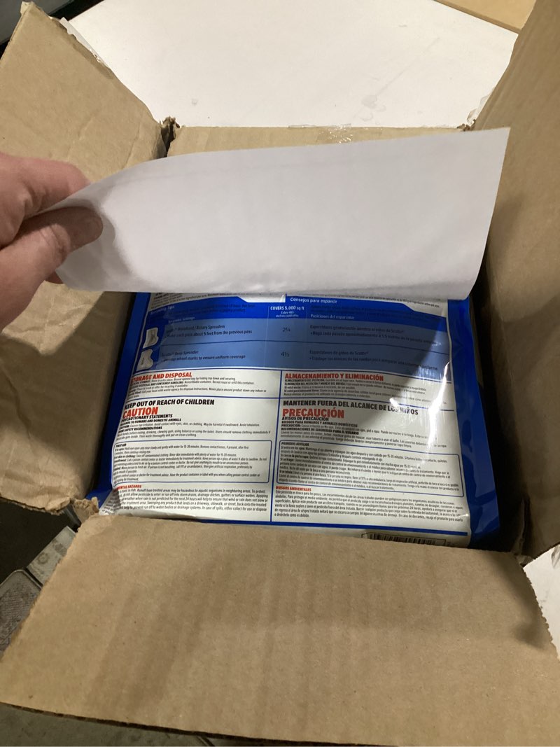 Condition photo showing As Is for scotts halts crabgrass & grassy weed preventer - pre-emergent weed killer for lawns, for up to 5,000 sq. ft., 10.06 lbs. (2-pack) 5,000 sq. ft. (2-pack)