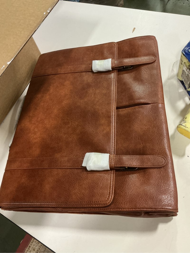 Condition photo showing New/Like New for RAINSMORE Messenger Bag for Men 15.6 Inch Vintage Leather Briefcase Waterproof Laptop Bag Large Satchel Shoulder Bag Office Work Business College Computer Bag, Brown