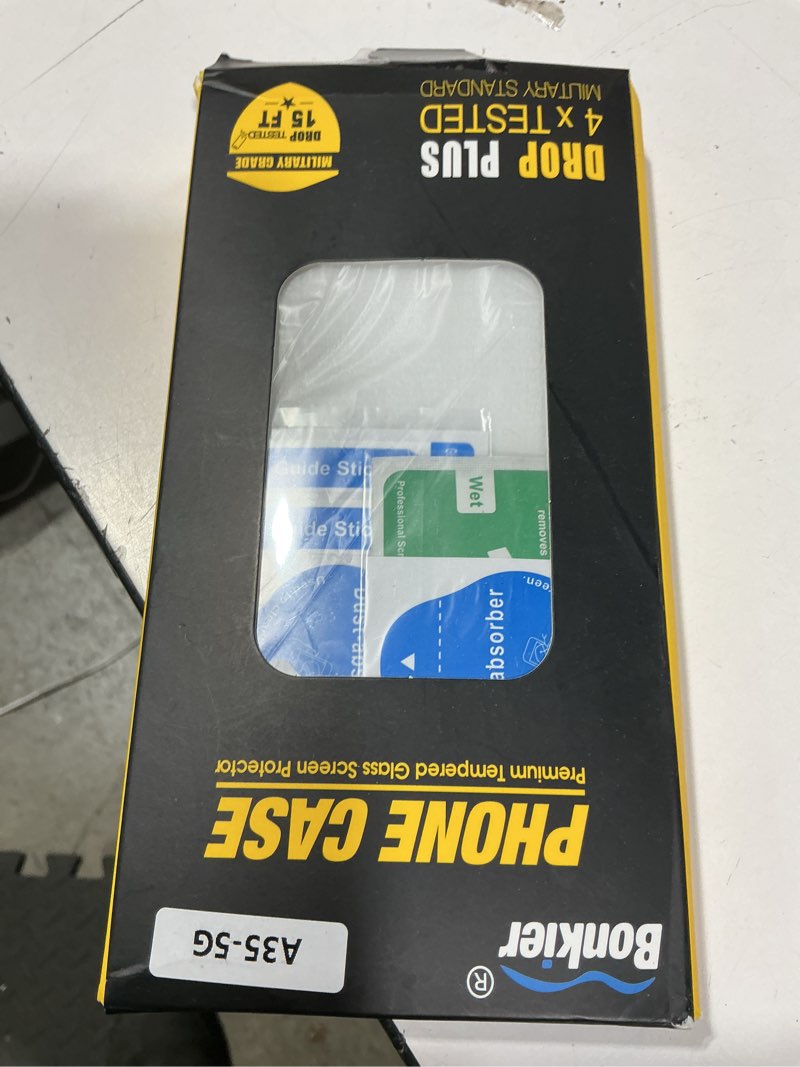 Condition photo showing New/Like New for for samsung galaxy a35 5g phone case with 2x tempered glass screen protector, heavy-duty [military grade] shockproof kickstand case for samsung galaxy a35 5g (dark blue) a35 dark blue