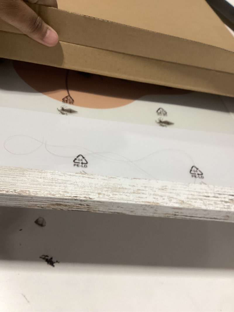 Condition photo showing New/Like New for 16x20 Frame, Distressed White Wood Style - Display Posters 11 x 14 with Mat or 16x20 without Mat, Wall Mounting Horizontal and Vertical, 1 Pack Distressed White 16X20 in