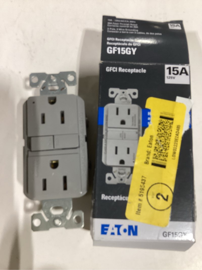 Eaton 15 -Amp 125-volt GFCI Residential Decorator Outlet Receptacles , Gray