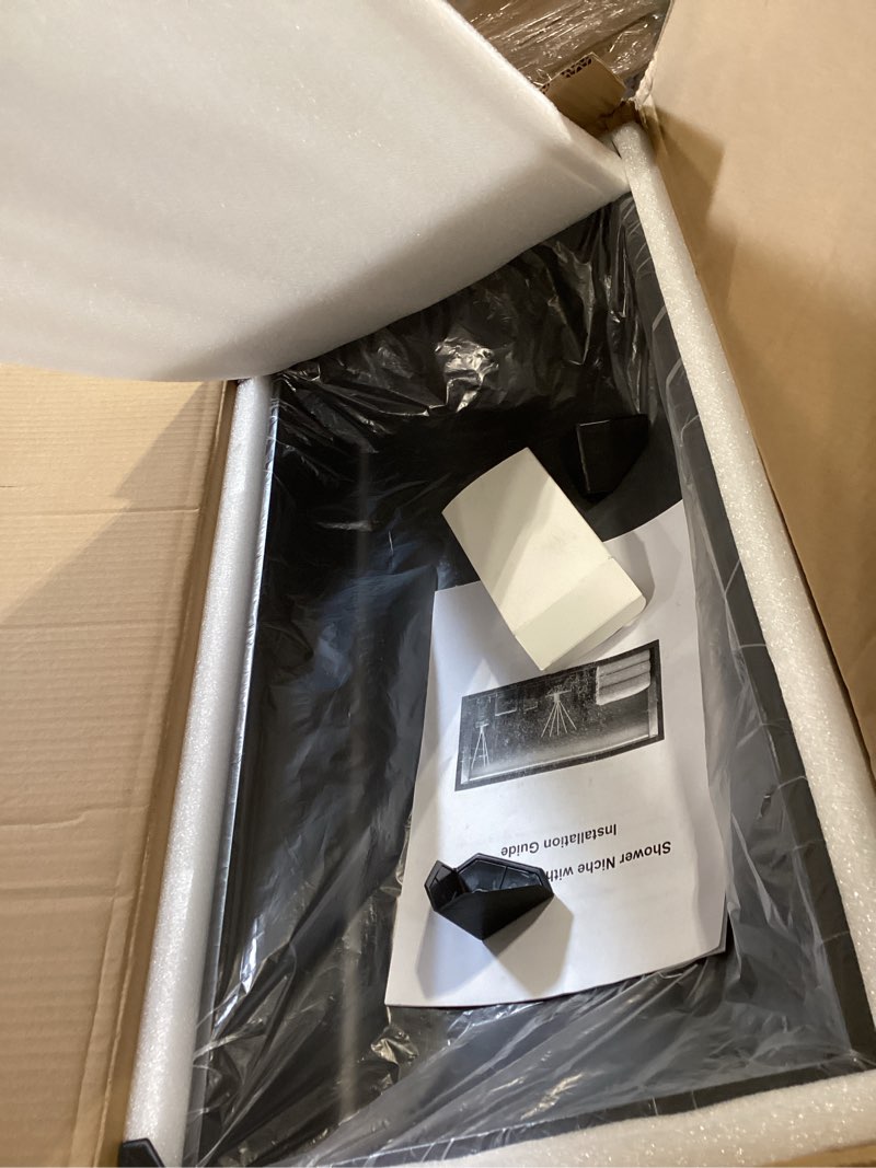 Condition photo showing Good Condition for shower niche, 12" x 24" led niche for shower wall, bathroom niches with waterproof led lights, stainless steel recessed wall niches with lighting, horizontal shower niches, matte black