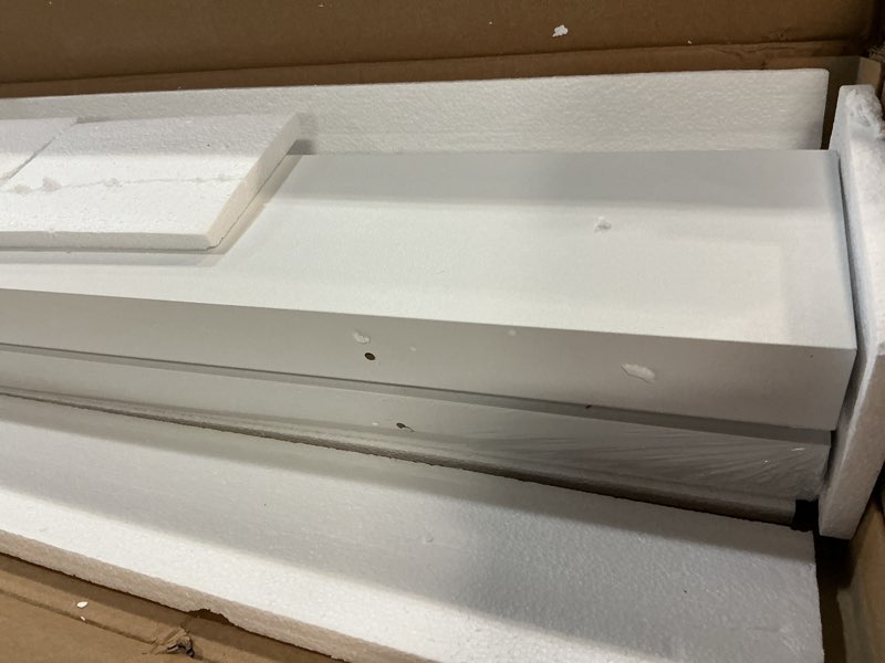 Condition photo showing Good Condition for LaVie Home Floating Shelves for Wall Storage Set of 4, 47.2 Inch Picture Ledge Shelf, White Wall Shelves with Lip for Kitchen, Bedroom, Bathroom, and Living Room 47.2 inch White