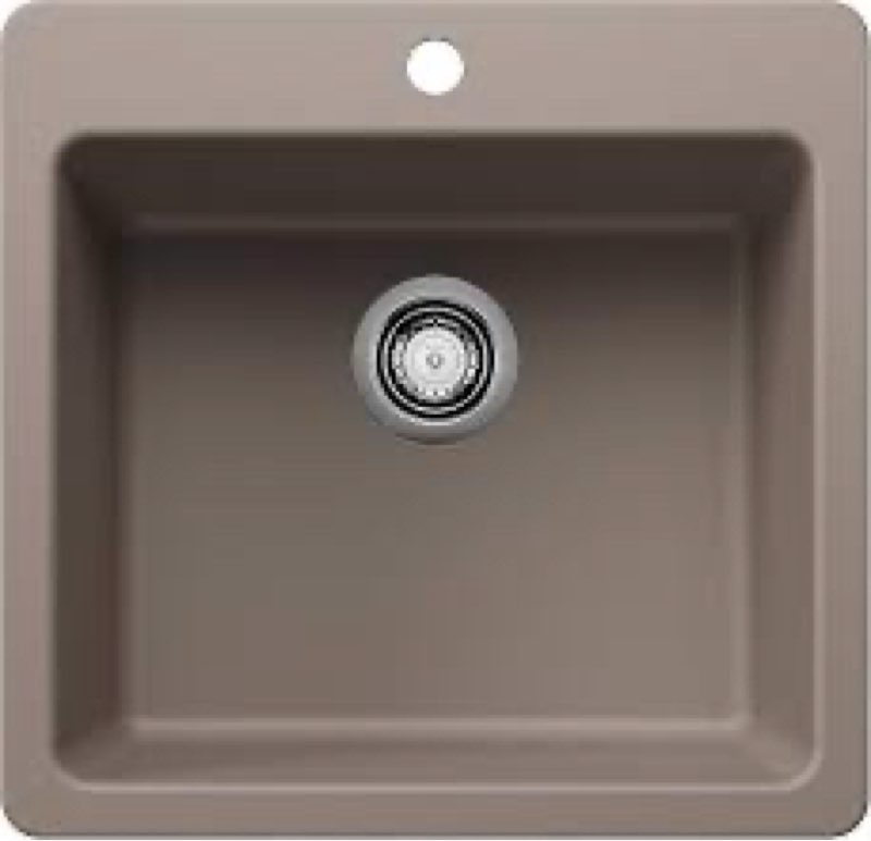 BLANCO 443230 Liven SILGRANIT 21" Single Bowl Drop-In/Undermount Kitchen Sink - Truffle