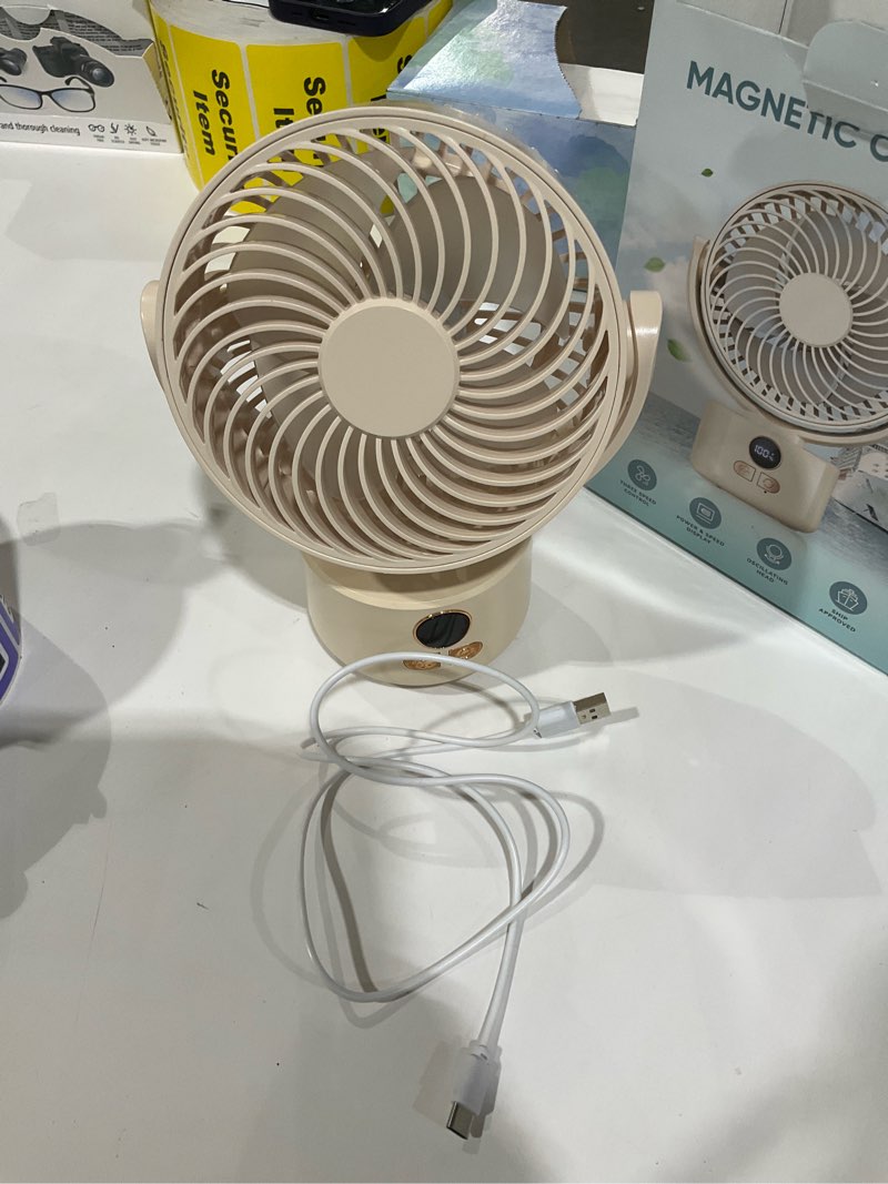 Condition photo showing As Is for Cruise Magnetic Oscillating Fan with Digital Display, Cruise Ship Approved, Magnetically Attach to Cabin Ceilings and Walls
