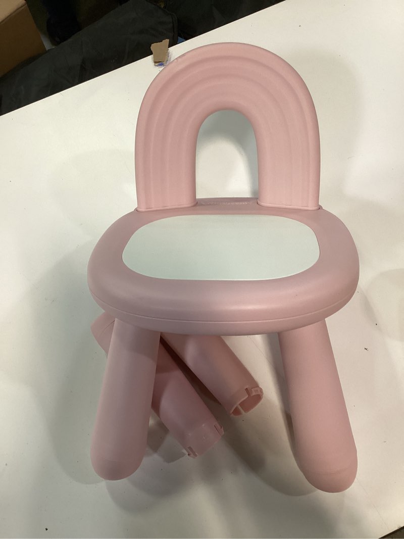 Condition photo showing Good Condition for kidbloom toddler chair, sturdy anti-tip kids chair, lightweight small plastic child chair for toddlers 1-3, rainbow backrest ergonomic design, pink pink(for 1-3 years)