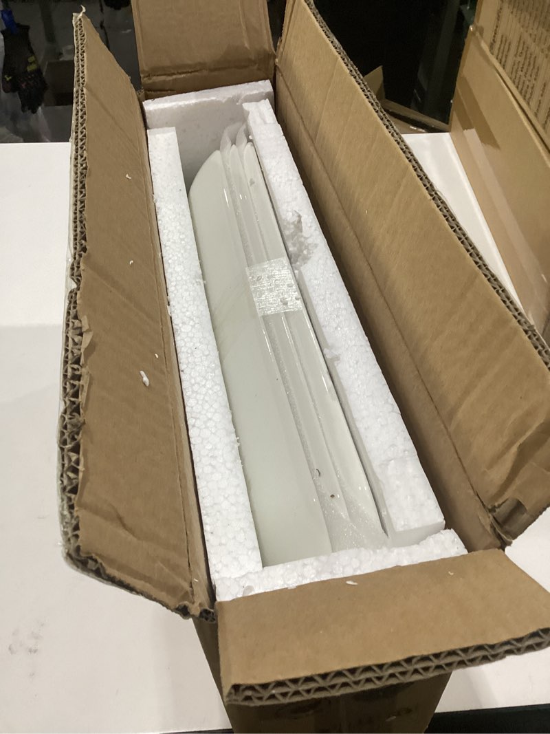Condition photo showing New/Like New for delling 14 inch large serving platter set of 3, white porcelain serving trays for entertaining, rectangular platters for turkey meat appetizer party, oven microwave dishwasher safe dinnerware