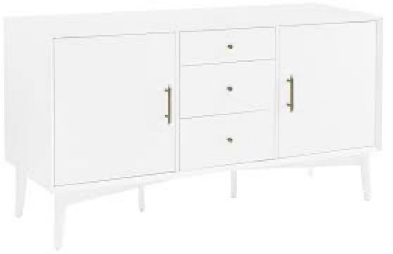 Mid Century Sideboard Buffet Cabinet With Solid Wood Legs Color: White